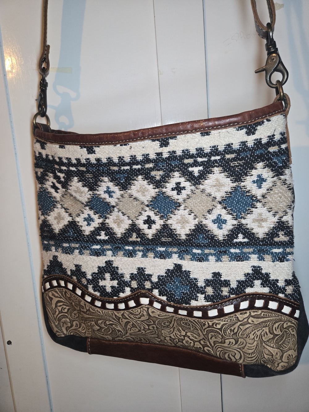 Myra Bag Kingly Tooled Leather Southwestern Aztec Crossbody Purse Handbag